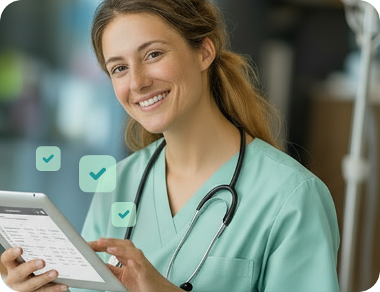 Nurse holding Ipad
